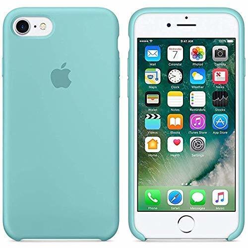 Electronics Desconocido Funda para iPhone, Silicona Azul Turquesa Verde Turquesa Logo Apple Carcasa