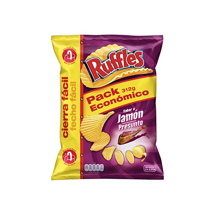 Productos RUFFLES patatas fritas sabor a jamón onduladas bolsa 312 gr