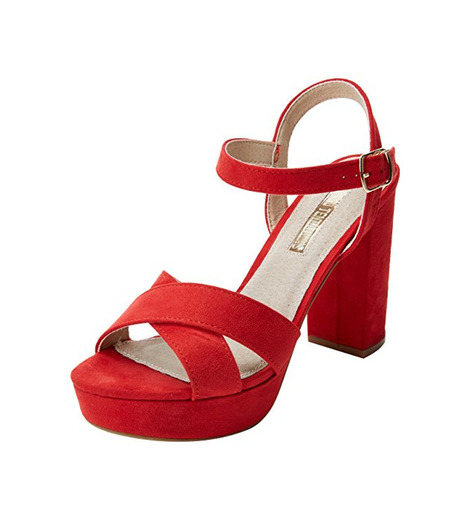 XTI 30751, Zapatos con Tacon y Correa de Tobillo para Mujer, Rojo