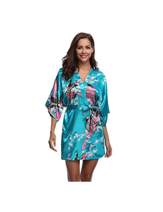 Moda Aibrou Kimono Mujer Batas Cortos Lenceria Pavo & Flores