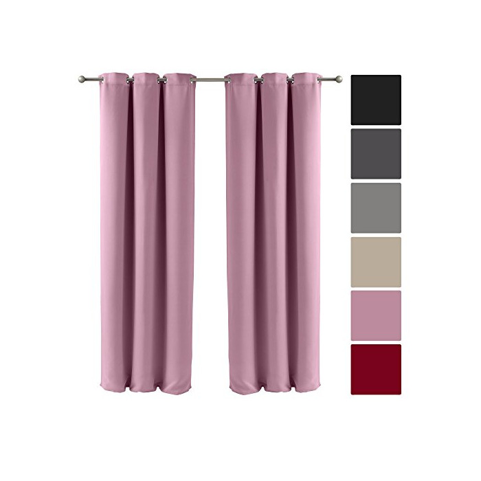 Decolicious – Juego di 2 cortinas opacas con ojales Rosa 140x180 cm