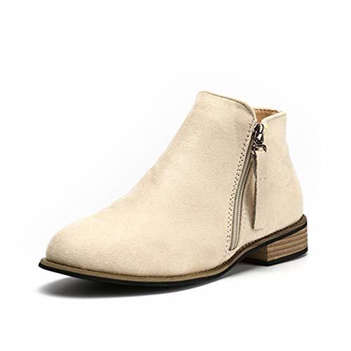 Fashion Botines Mujer Tacon Medio Planos Invierno Tacon Ancho Ante Piel Botas Botita