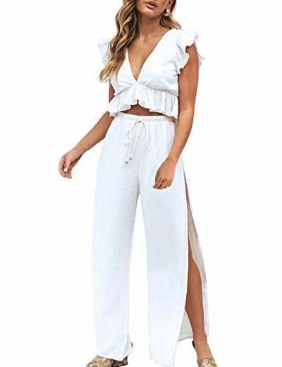 Fancyinn 2 Piezas Mujer Conjunto Fiesta Playa Verano Pantalon y Top Mono