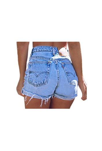Las Mujeres De Cintura Alta con Flecos Casual Ringered Hot Jeans Denim