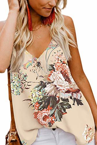 Fashion Aranmei Mujeres Camiseta Tirantes Tank Top Verano Casual Sin Mangas botón Strappy