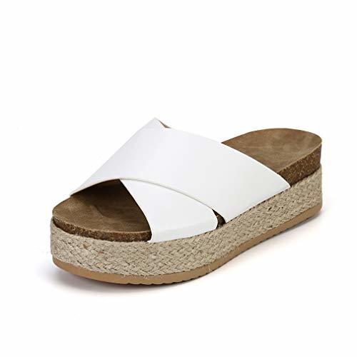 Fashion Mujer Sandalias Plataforma Chanclas Verano Ante Sandalias de Vestir Tacon 6CM Planas