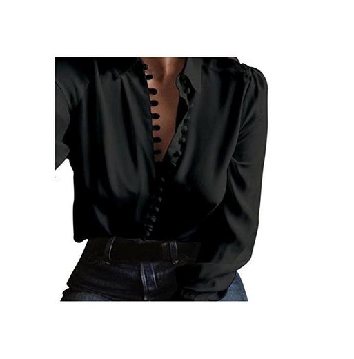 Fossen Mujer Blusa de manga larga Botones Camisetas de baratas en oferta Blusas de Mujer Elegantes de Fiesta 2018 (XXL