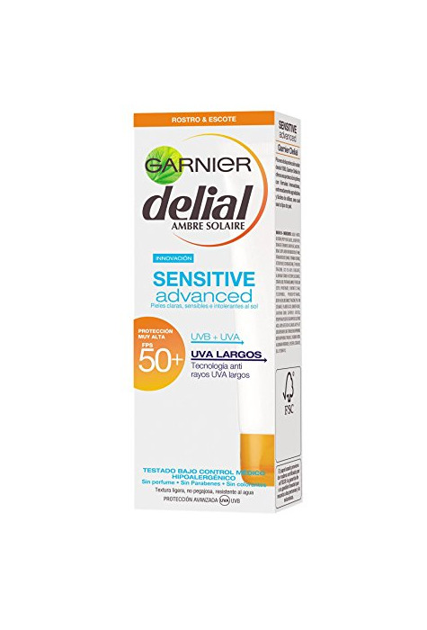 Belleza Garnier Delial Crema de Rostro y Escote Delial Sensitive Advance FPS50+