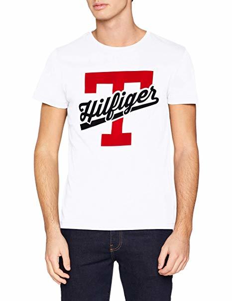 Fashion Tommy Hilfiger Tommy Logo tee, Camiseta para Hombre, Blanco