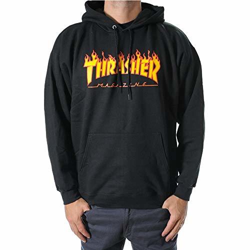 Fashion Sudadera negra con capucha Thrasher Flame negro L