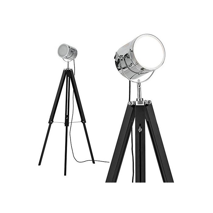 Social [lux.pro] Lámpara de pie trípode (1 x base E27)(64cm - 140cm) diseño industrial - tres pies - tres patas - trípode telescópico