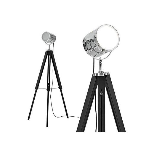[lux.pro] Lámpara de pie trípode (1 x base E27)(64cm - 140cm) diseño industrial - tres pies - tres patas - trípode telescópico