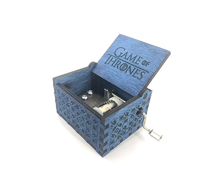 Social cuzit antiguo caja de música de juguete de madera tallada mano manivela
