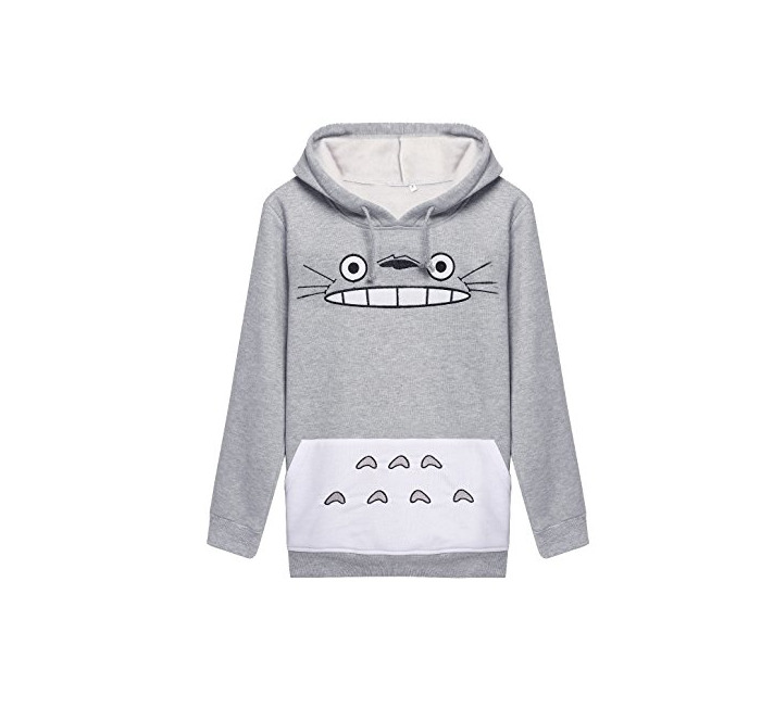 Moda CTOOO-Mujer Dibujos Animados de Totoro Impresión de Manga Larga Sudadera con Capucha