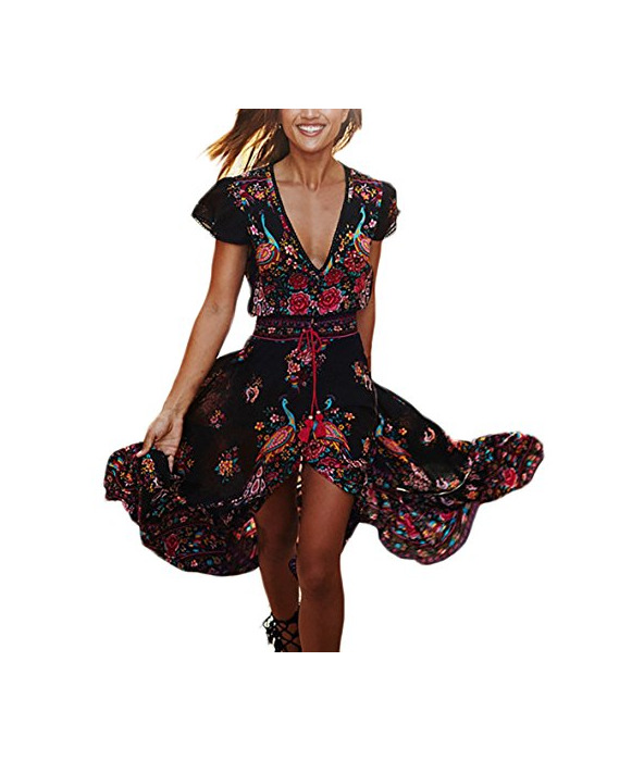 Social Mujer Vestidos Largos De Verano Vestidos Playa Elegantes Manga Corta V Cuello