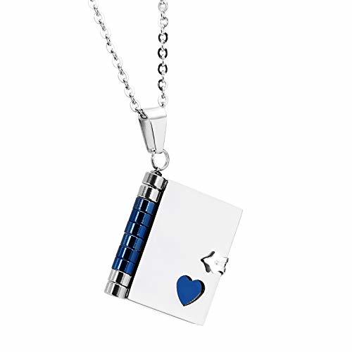 Fashion Beydodo Collar de Mujer Colgante Acero Inoxidable Love Story Libro Azul,Talla