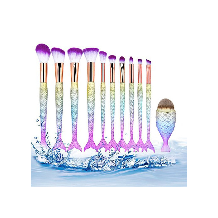 Social Pinceles de Maquillaje de Sirena Profesional 3D Con Diseño de Cola de