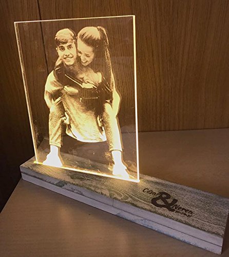 Home CREATIVA DIGITAL LAMPARA Personalizada con TU Foto, con Base ILUMINADA, Regalo Ideal