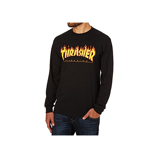 Thrasher Flame Logo Long Sleeve T-Shirt Black