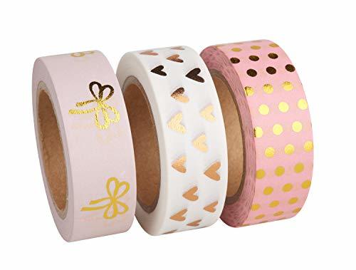 Elemento de la categoría hogar Rayher 60893000 Washi Tape Set Rose/oro Foil