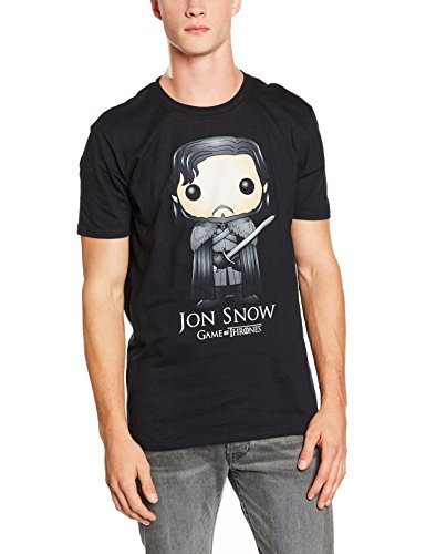 Moda Game of Thrones Funko Jon Snow, Camiseta para Hombre, Negro