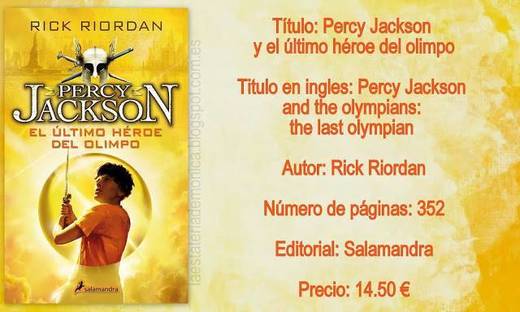 RESEÑA PERCY JACKSON Y EL ÚLTIMO HÉROE DEL OLIMPO BY R.RIORD