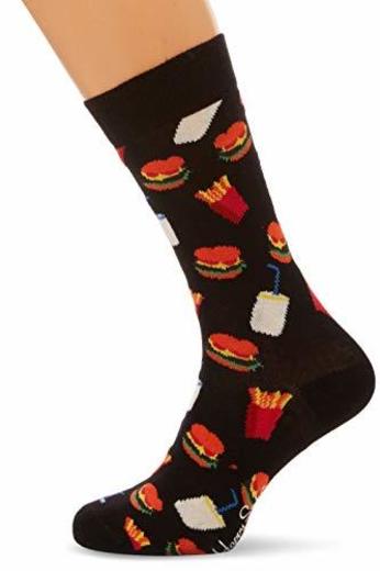Happy Socks Hamburger Sock, Calcetines para Hombre, Negro