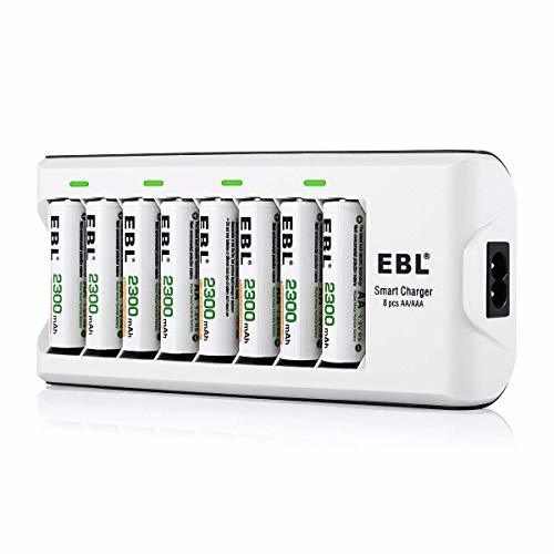 Electrónica EBL 808A 8 Bay AA AAA Cargador de Pila con 8 Piezas