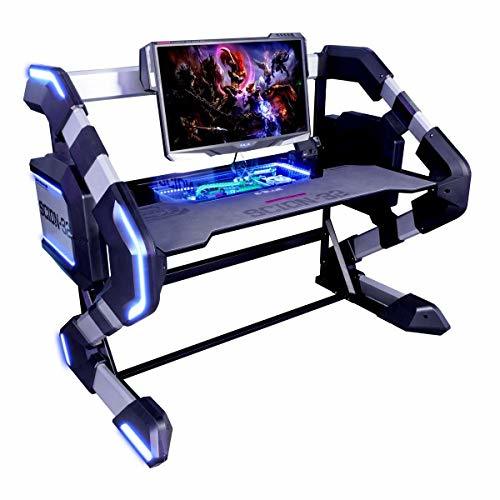 Electronics E-Blue – Escritorio Gamer Retro eclairé LED RGB egt546bkaa-ia – Estación Gaming 2 en 1 – Escritorio Gamer RGB