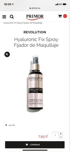 Hyaluronic Fix Spray Fijador de Maquillaje Revolution precio