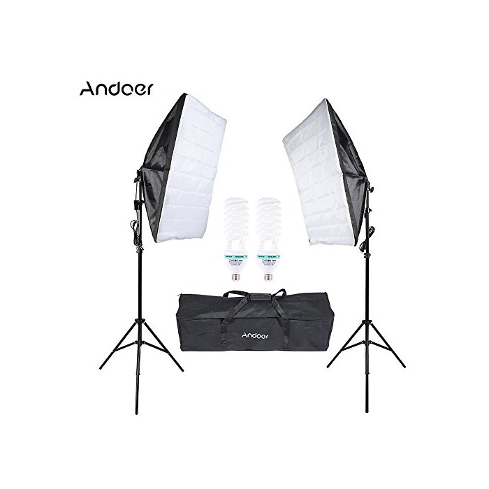 Electrónica Andoer Kit Fotografía de Estudio Softbox Iluminación 2 * Bombilla 135W