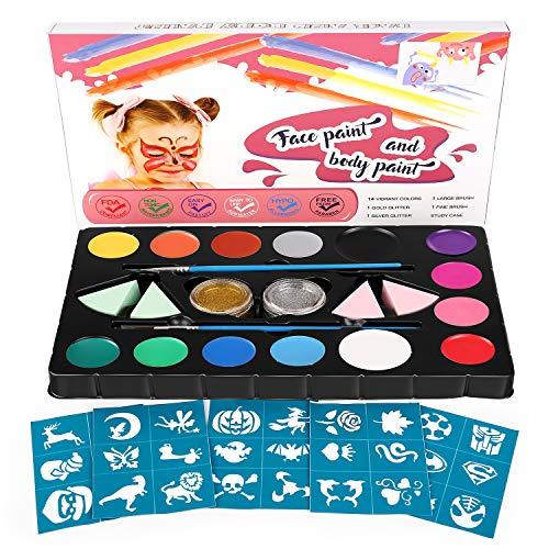 Product amzdeal Pintura Facial con 14 Colores Pintura Cara para la Fiesta Navidad