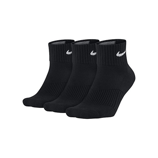 Nike 3PPK Cushion Quarter, Calcetines unisex, paquete de 3 unidades, Negro/Blanco, M