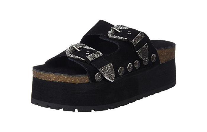 Fashion COOLWAY Bibi, Sandalias con Plataforma para Mujer, Negro