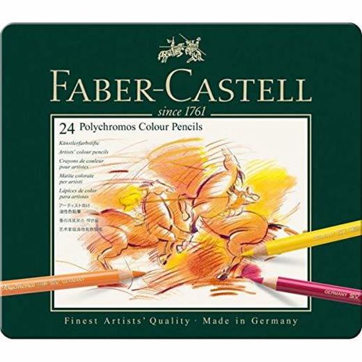 Faber-Castell 110024 - Estuche de metal con 24 ecolápices polychromos