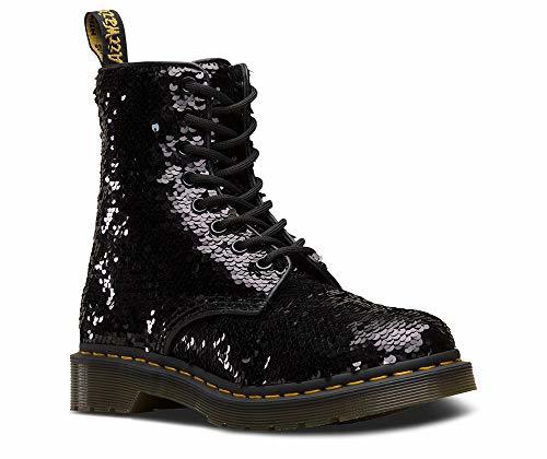 Fashion Dr. Martens 1460 Pascal Sequin Mujer Negro/Plata Botas-UK 7