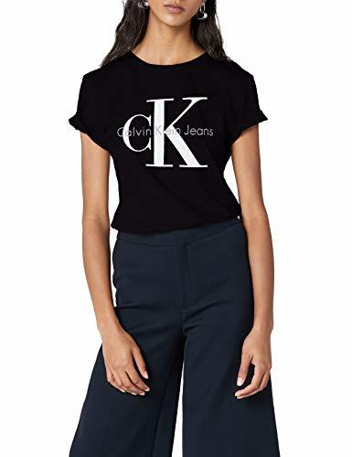 Moda Calvin Klein Jeans Damen T-Shirt SHRUNKEN TEE, Camiseta Para Mujer, Negro