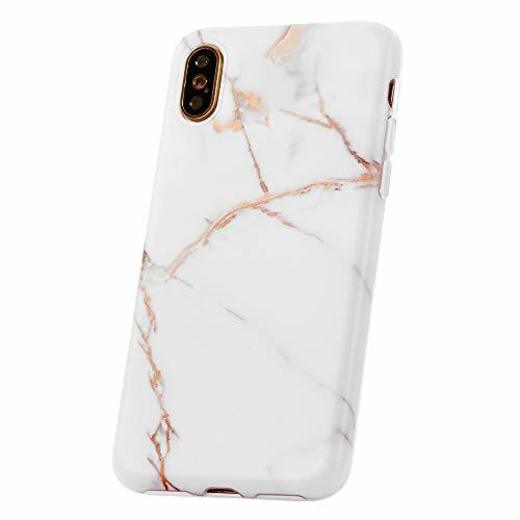 QULT Carcasa para Móvil Compatible con iPhone XR Funda marmol Blanco Silicona