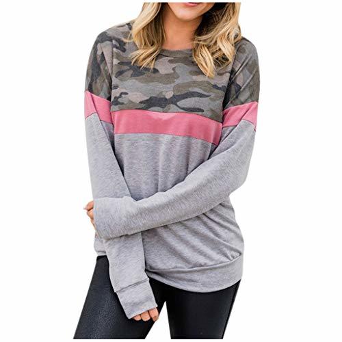 Electrónica ZODOF Mujer Camisas Manga Larga Cuello en V ModaCamuflaje Jerseys Sudaderas Casual