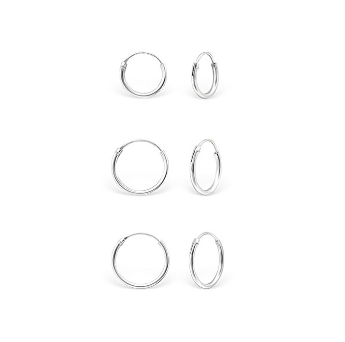 Fashion DTP Silver - Conjunto de 3 pares de Pendientes de Aro -