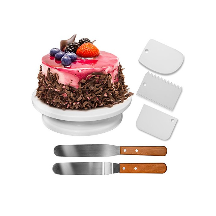 Home HBlife 10.8 '' Plato Giratorio para Tartas, 2 Pcs Espátulas de Repostería