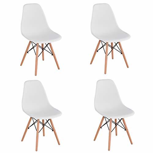 KunstDesign Set de 4 Sillas de Comedor, Diseño Ergonómico,Patas de Madera de