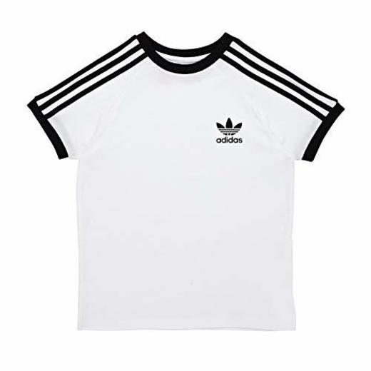 adidas 3Stripes tee Camiseta, Unisex niños, Blanco/Negro, 152