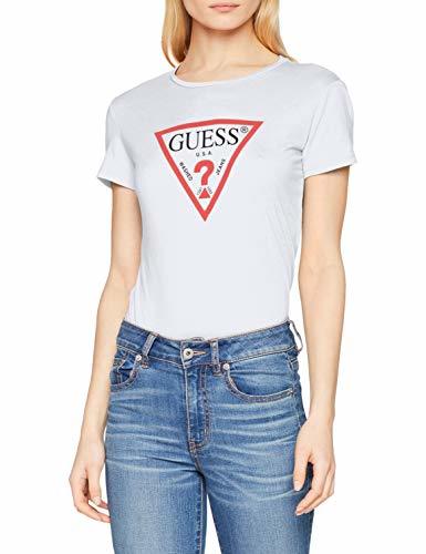 Guess SS Cn Basic tee Camiseta de Tirantes, Blanco