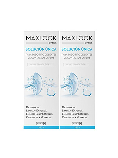 Maxlook Solución Única Para Lentes de Contacto Blandas Pack 2x360ml