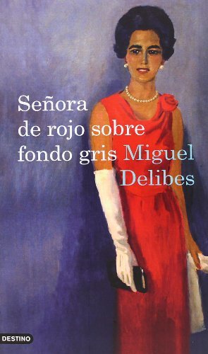 Libro Señora de rojo sobre fondo gris