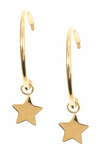 Moda Happiness Boutique Damas Pendientes de Aro con Estrella en Color Oro