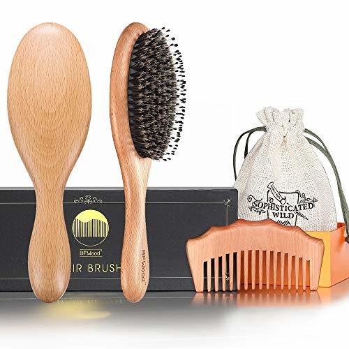 Belleza BFWood Cepillo de Pelo con Cerdas de Jabalí y Peine para Cabello