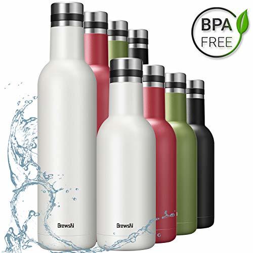 Brewsly Botella de Agua - 750ML de Doble Pared con Aislamiento Botella