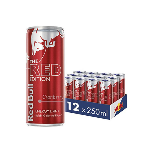 Red Bull Energy Drink Red Edition con Cranberry sabor, 12 unidades, desechables